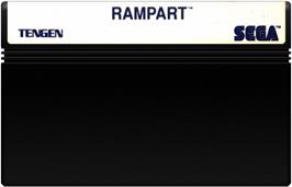 Cartridge artwork for Rampart on the Sega Master System.