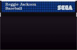 Cartridge artwork for Reggie Jackson Baseball on the Sega Master System.