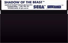 Cartridge artwork for Shadow Of The Beast on the Sega Master System.