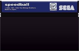 Cartridge artwork for Speedball on the Sega Master System.