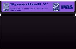 Cartridge artwork for Speedball 2: Brutal Deluxe on the Sega Master System.
