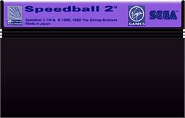 Cartridge artwork for Speedball 2 on the Sega Master System.