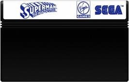 Cartridge artwork for Superman - The Man Of Steel on the Sega Master System.