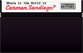 Cartridge artwork for Where in the World is Carmen Sandiego? on the Sega Master System.