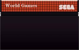 Cartridge artwork for World Games on the Sega Master System.