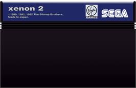 Cartridge artwork for Xenon 2: Megablast on the Sega Master System.