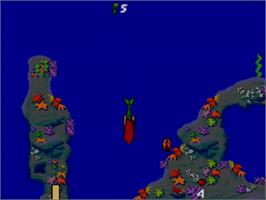 In game image of Ariel the Little Mermaid on the Sega Master System.