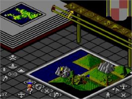 In game image of Populous on the Sega Master System.