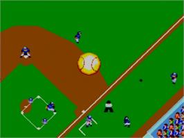 In game image of Reggie Jackson Baseball on the Sega Master System.