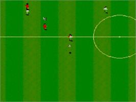 In game image of Sensible Soccer - European Champions on the Sega Master System.