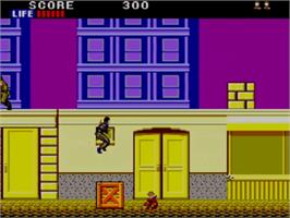 In game image of Shinobi on the Sega Master System.