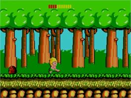 In game image of Wonder Boy on the Sega Master System.