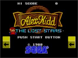 Title screen of Alex Kidd: The Lost Stars on the Sega Master System.