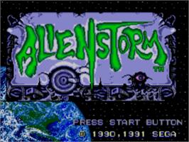 Title screen of Alien Storm on the Sega Master System.