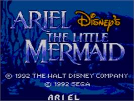 Title screen of Ariel the Little Mermaid on the Sega Master System.