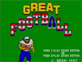 Title screen of Great Football on the Sega Master System.