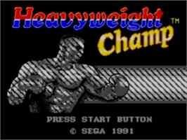Title screen of Heavyweight Champ on the Sega Master System.