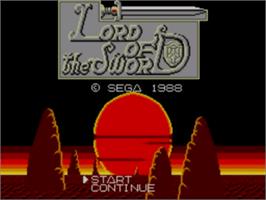 Title screen of Lord of the Sword on the Sega Master System.