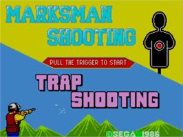 Title screen of Marksman Shooting & Trap Shooting on the Sega Master System.