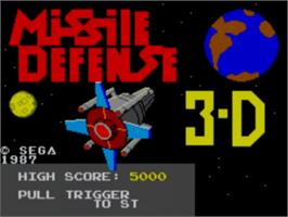 Title screen of Missile Defense 3-D on the Sega Master System.