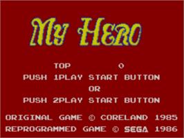 Title screen of My Hero on the Sega Master System.