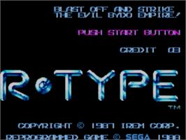 Title screen of R-Type on the Sega Master System.