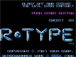 Title screen of R-type on the Sega Master System.