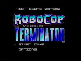 Title screen of Robocop Versus The Terminator on the Sega Master System.