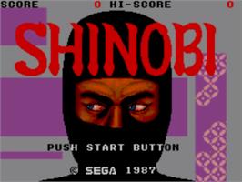 Title screen of Shinobi on the Sega Master System.