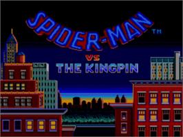 Title screen of Spider-Man on the Sega Master System.