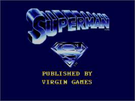 Title screen of Superman - The Man Of Steel on the Sega Master System.