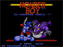 Title screen of Wonder Boy in Monster World on the Sega Master System.