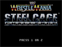 Title screen of Wwf Wrestlemania - Steel Cage Challenge on the Sega Master System.