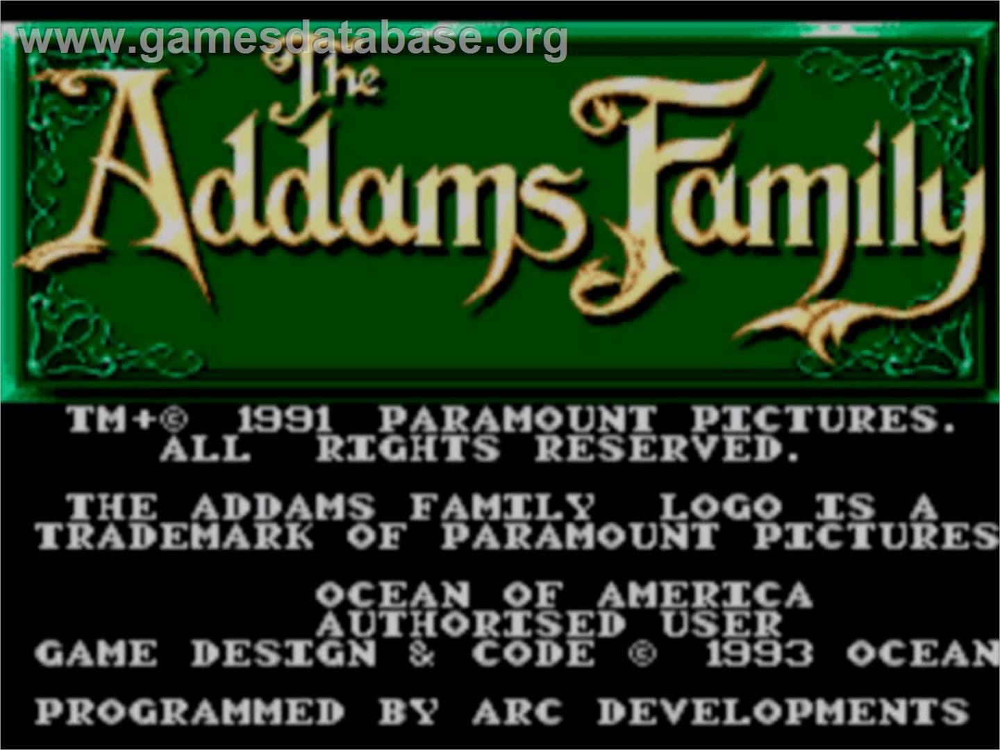 Addams Family, The - Sega Master System - Artwork - Title Screen