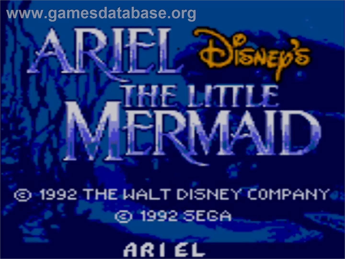 Ariel - The Little Mermaid - Sega Master System - Artwork - Title Screen