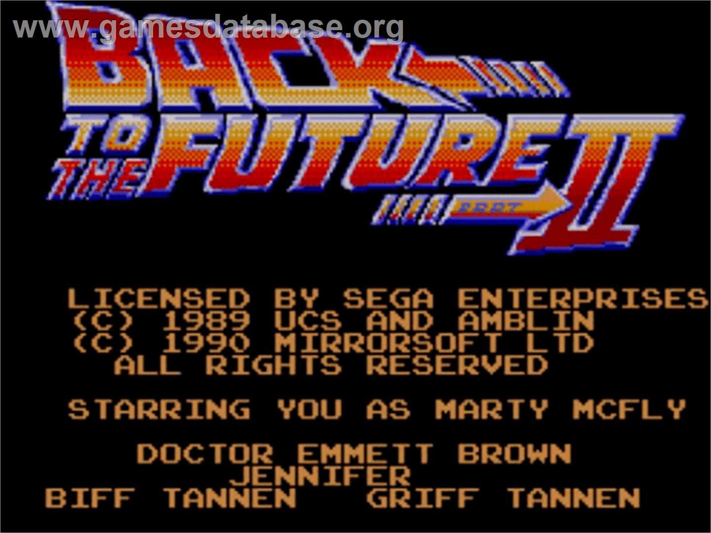 Back To The Future Part 2 - Sega Master System - Artwork - Title Screen