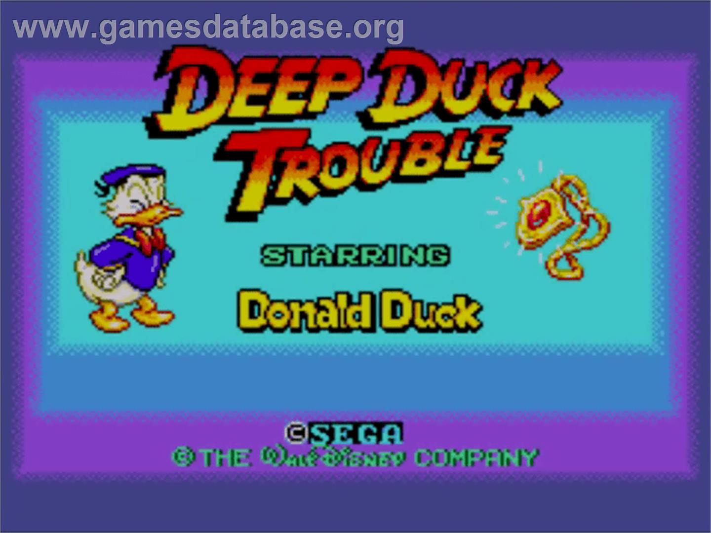 Deep Duck Trouble starring Donald Duck - Sega Master System - Artwork - Title Screen