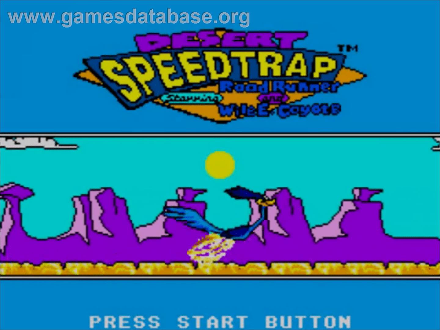 Desert Speedtrap Starring Road Runner And Wile E. Coyote - Sega Master System - Artwork - Title Screen