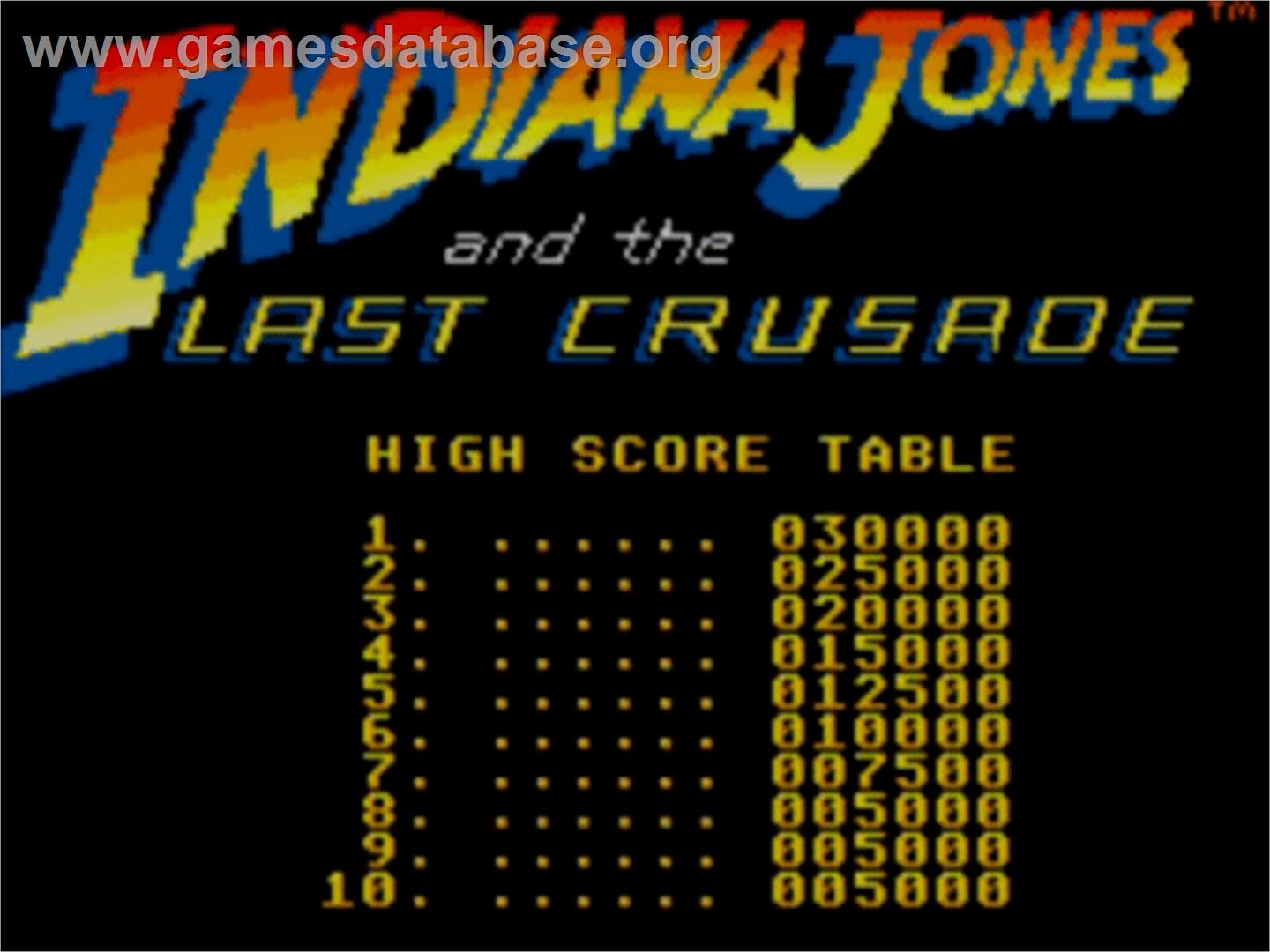 Indiana Jones and the Last Crusade: The Action Game - Sega Master System - Artwork - Title Screen