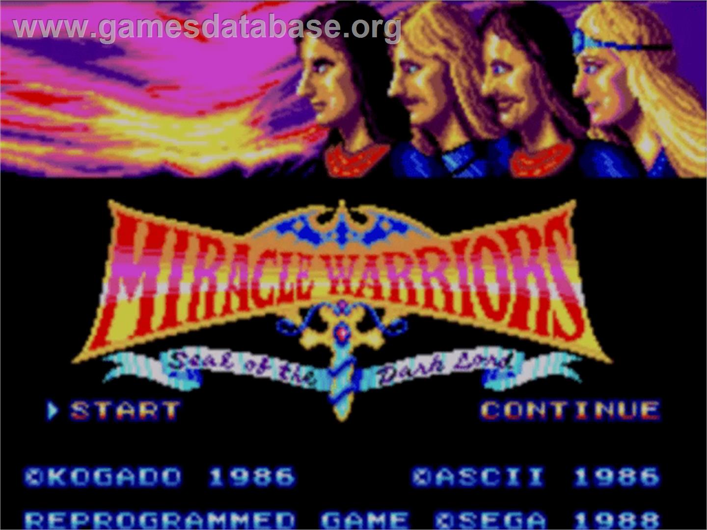 Miracle Warriors: Seal of the Dark Lord - Sega Master System - Artwork - Title Screen