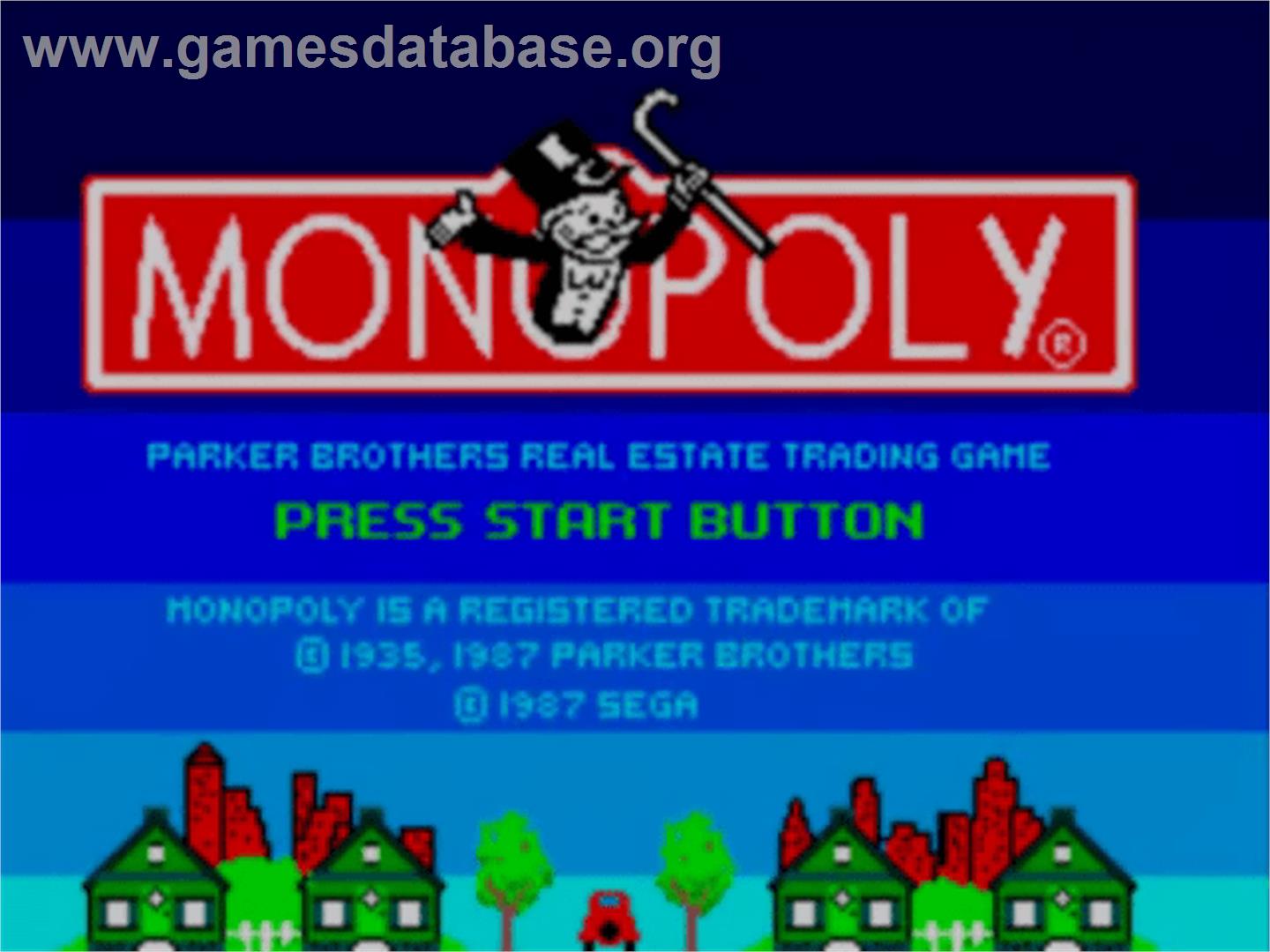 Monopoly - Sega Master System - Artwork - Title Screen