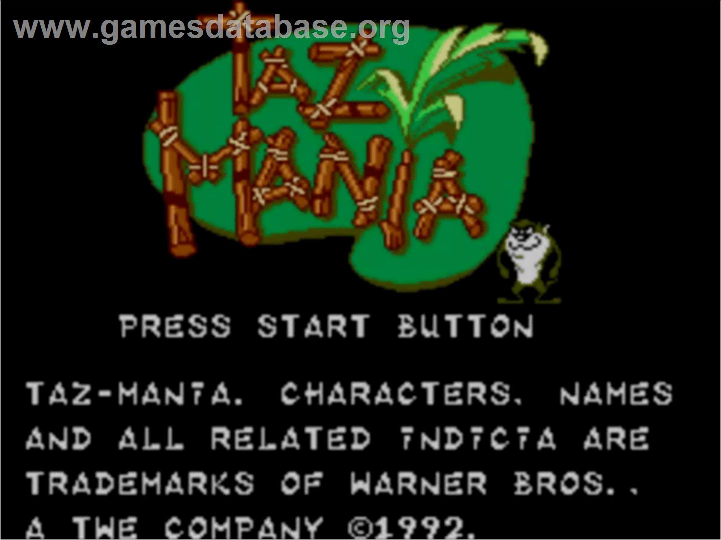 Taz-Mania - Sega Master System - Artwork - Title Screen