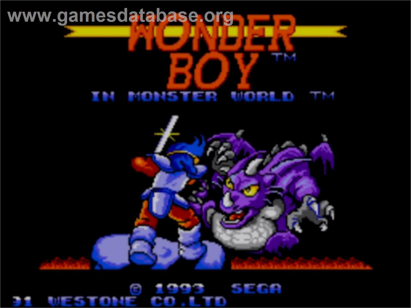 Wonder Boy in Monster World - Sega Master System - Artwork - Title Screen