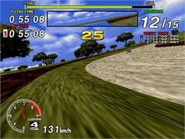 In game image of Sega Rally Championship on the Sega Model 2.