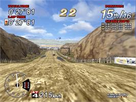 In game image of Sega Rally 2 on the Sega Model 3.