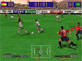 In game image of Virtua Striker 2 '98 on the Sega Model 3.