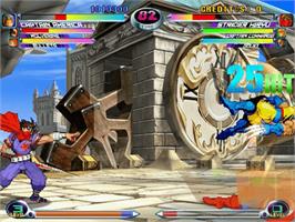 In game image of Marvel Vs. Capcom 2 - New Age Of Heroes on the Sega Naomi.