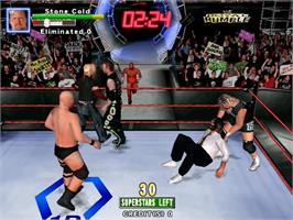 In game image of WWF Royal Rumble on the Sega Naomi.