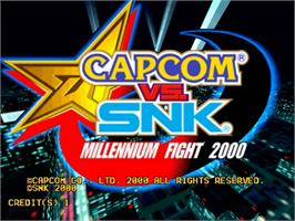 Title screen of Capcom Vs. SNK Millennium Fight 2000 on the Sega Naomi.