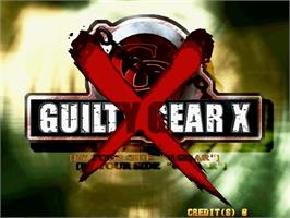 Title screen of Guilty Gear X on the Sega Naomi.